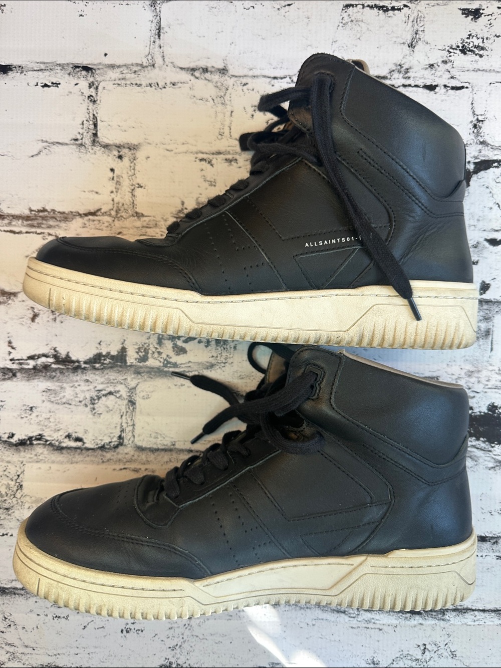 AllSaints Pro High Top Black Leather Sneakers Men’s 10